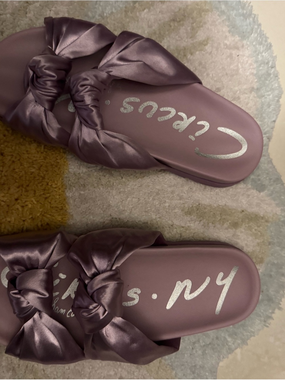 Circus by Sam Edelman Satin Knotted Slide Sandals in Mauve